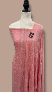 Pure Georgette Banarasi Chikankari Dress material - The Handlooms