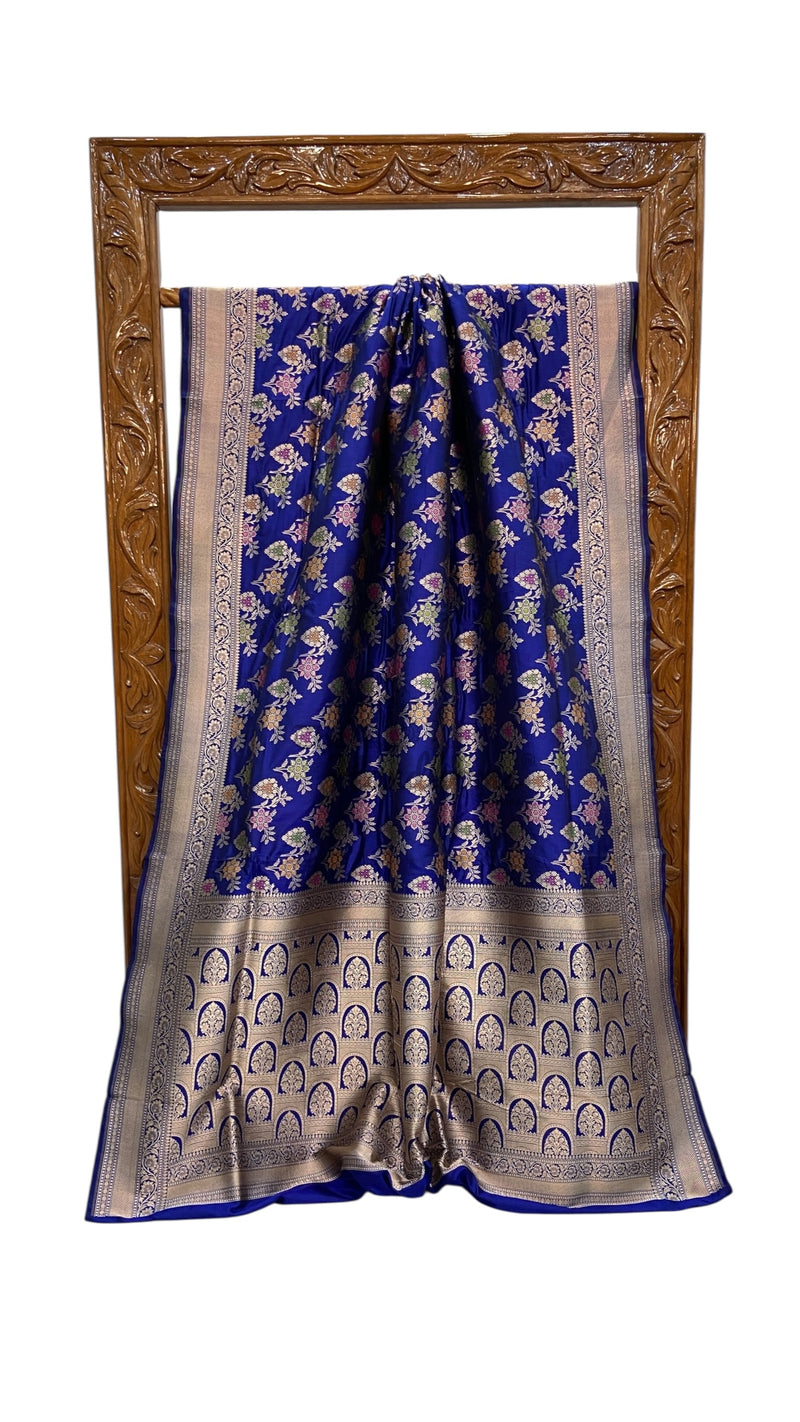 Pure Katan Silk Banarasi Handloom Saree - All over Jaal work With Meenakari - The Handlooms