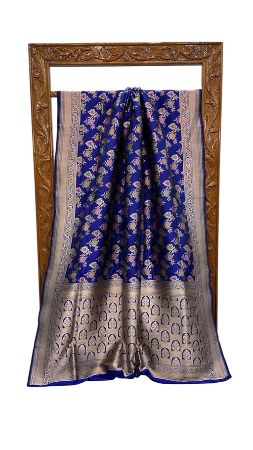 Pure Katan Silk Banarasi Handloom Saree - All over Jaal work With Meenakari - The Handlooms