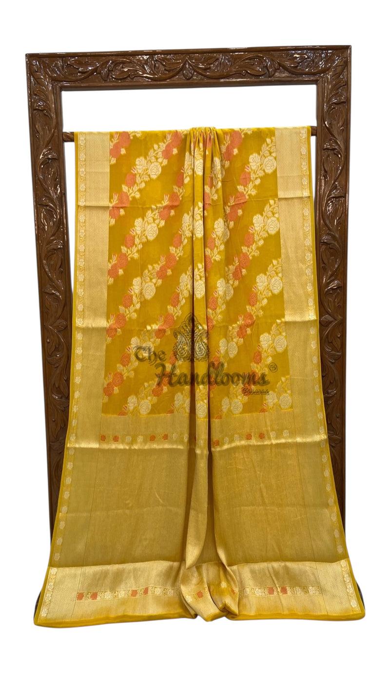 Pure Chiffon Khaddi Banarasi Saree - The Handlooms
