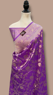 Pure Katan Silk Banarasi Handloom Saree - All Over Jaal Work - The Handlooms