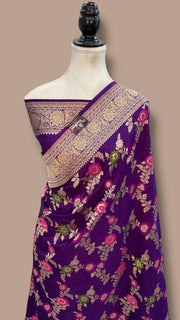 Pure Katan Silk Banarasi Handloom Saree - All over Jaal Work With Meenakari - The Handlooms