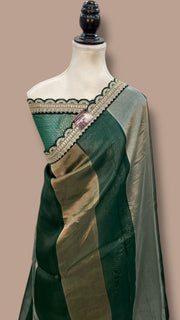 Pure Kora Tissue Handloom Banarasi Saree With Lace - The Handlooms