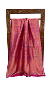 Regal Pure Katan Silk Banarasi Saree – Handwoven Tanchui Brocade with Meenakari Work - The Handlooms