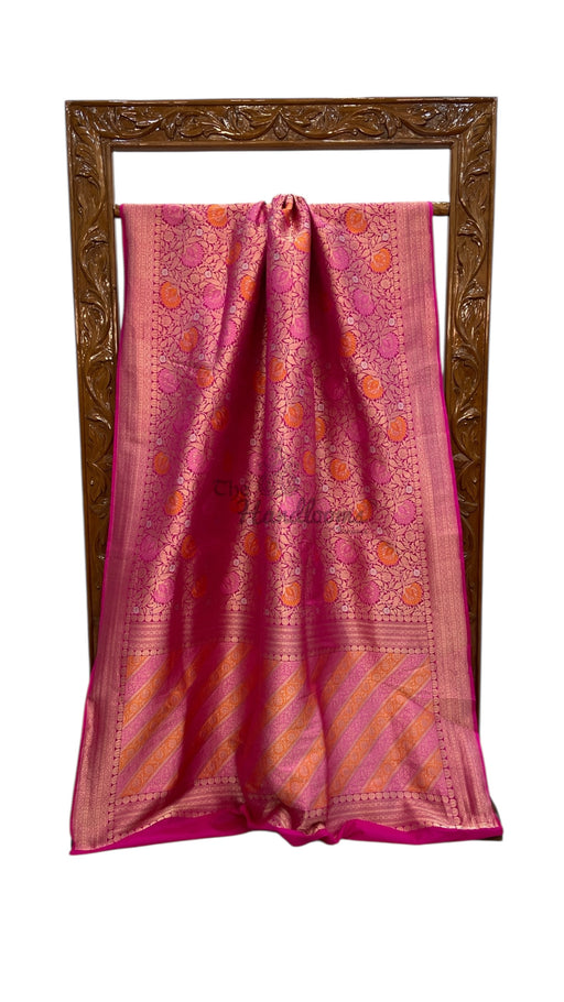 Regal Pure Katan Silk Banarasi Saree – Handwoven Tanchui Brocade with Meenakari Work - The Handlooms
