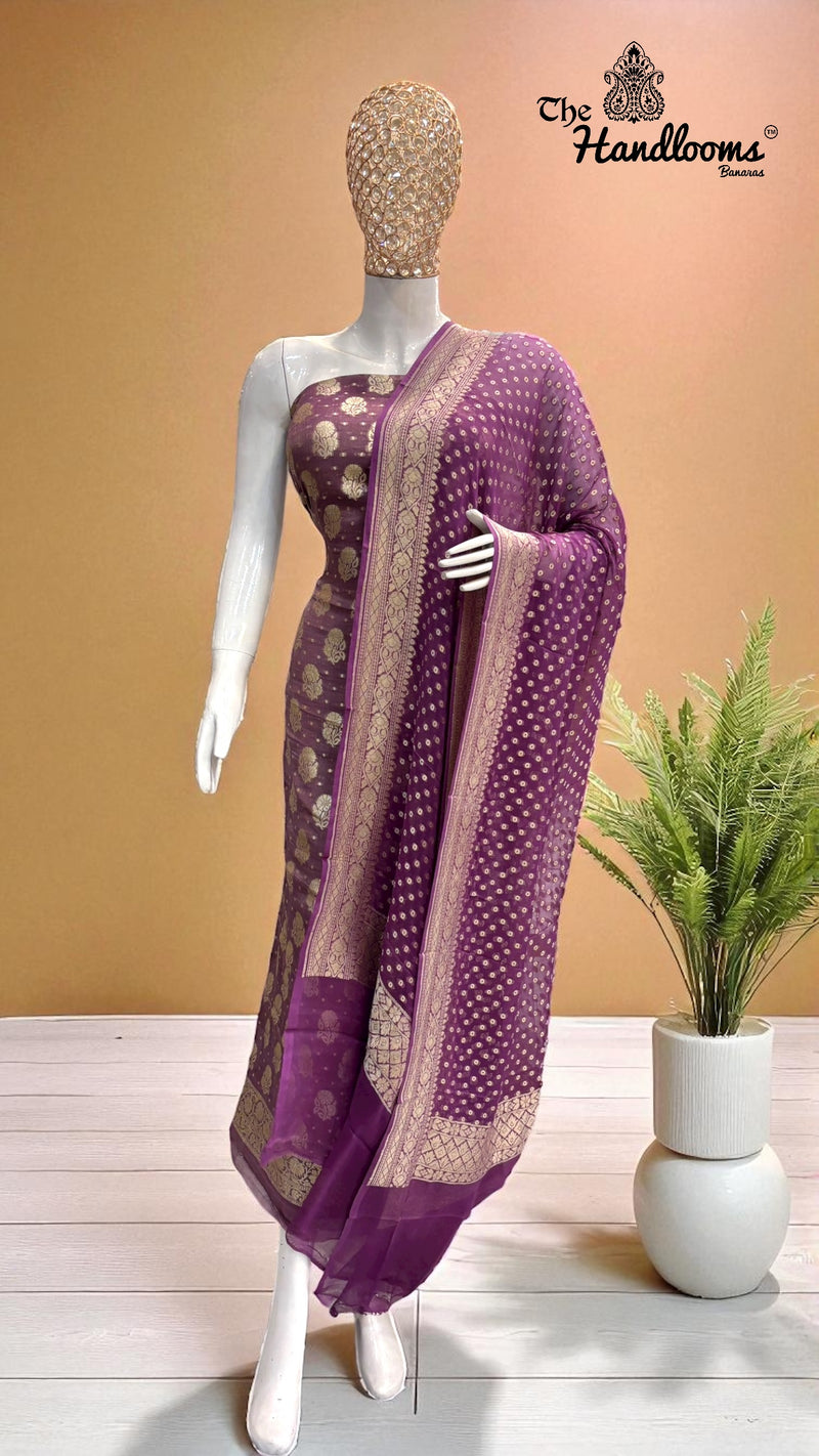 Tissue Khaddi Georgette Banarasi Dress material - The Handlooms