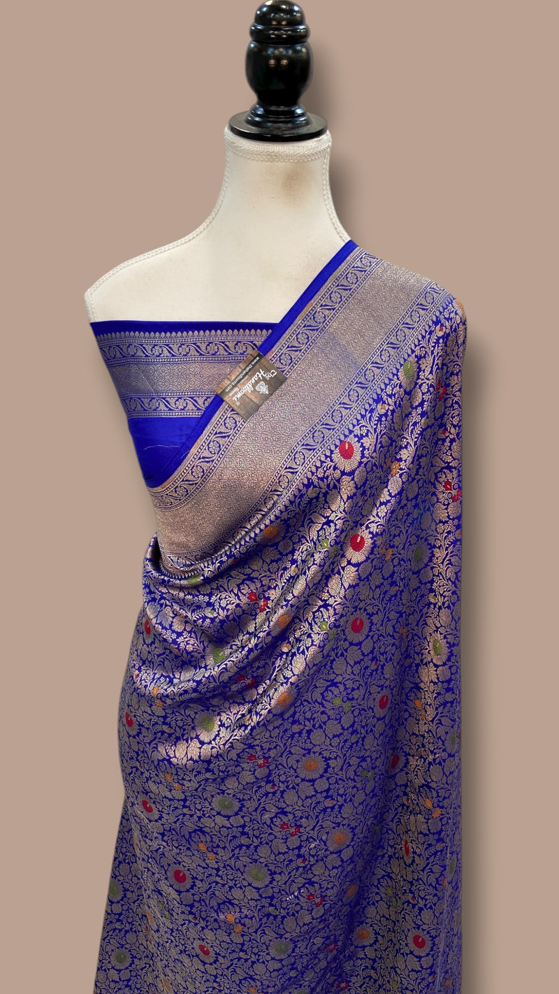 Regal Pure Katan Silk Banarasi Saree – Handwoven Tanchui Brocade with Meenakari Work