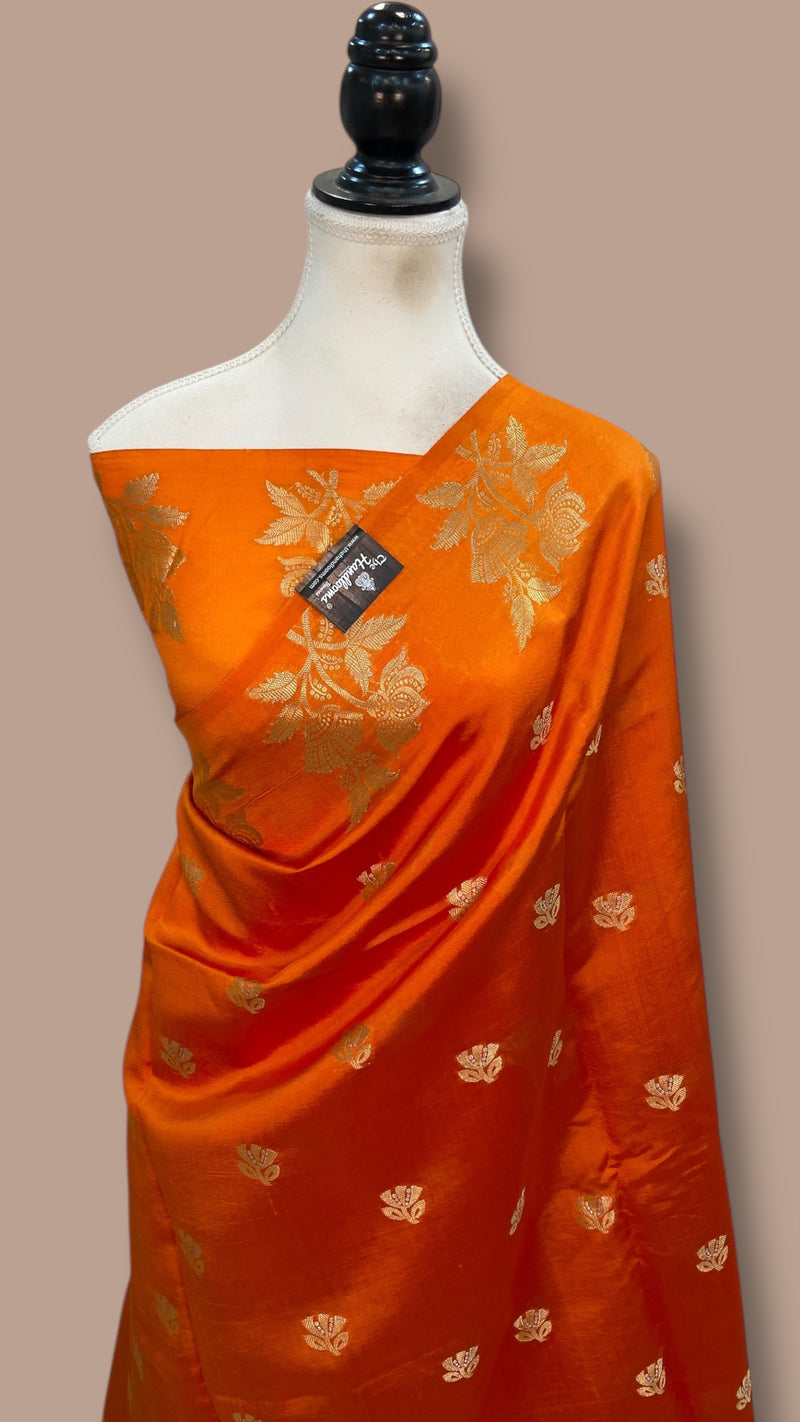 Pure Mango Silk Banarasi Handlokom Saree