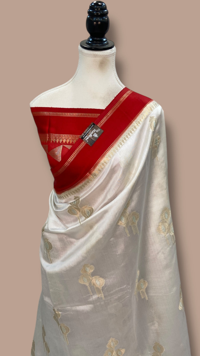 Pure Mango Silk Banarasi Handlokom Saree - The Handlooms