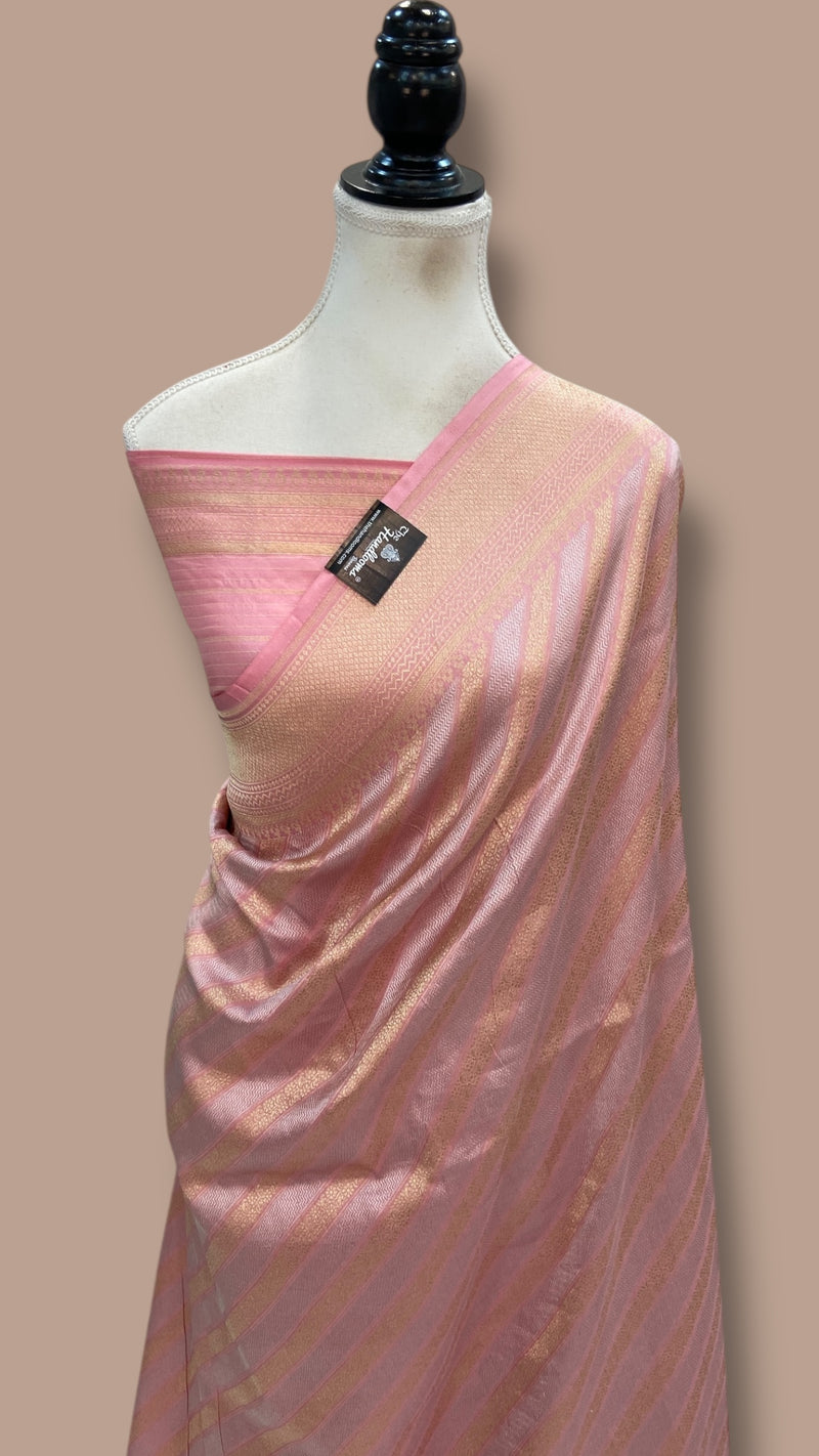 Pure Katan Silk Banarasi Handloom Saree - All Over Sona Roopa Jaal Work - The Handlooms