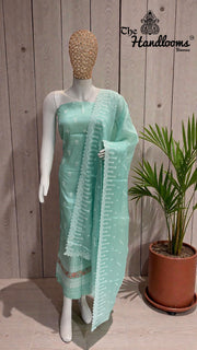 Pure Tussar Chikankari Handloom Banarasi Dress Material - The Handlooms