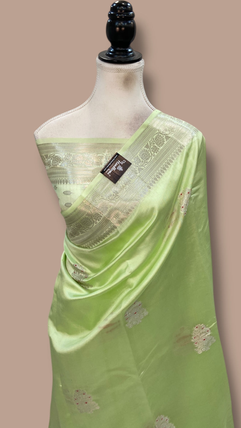 Pure Mango Silk Banarasi Handlokom Saree
