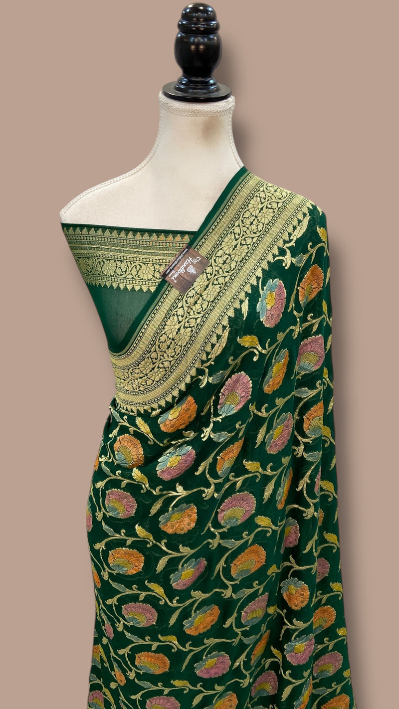 Pure Khaddi Georgette Handloom Banarasi Saree