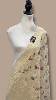 Pure Moonga Georgette Handloom Dupatta - Tilfi Meenakari - The Handlooms