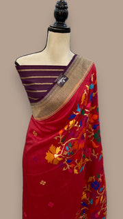 Pure Desi Tussar Handloom Banarasi Saree - All over kadua Weaving - The Handlooms