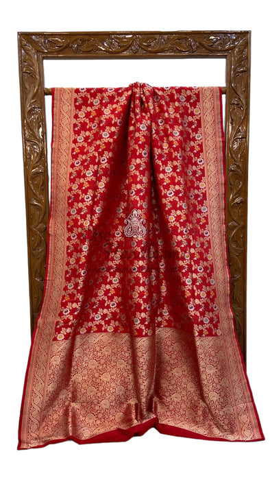 Pure Katan Silk Banarasi Handloom Saree - All over Jaal work with Meenakari