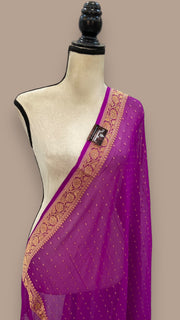 Pure Georgette Dupatta - gold zari - The Handlooms