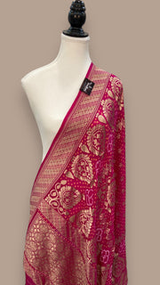 Pure Georgette Banarasi Bandhej Handloom Dupatta - The Handlooms