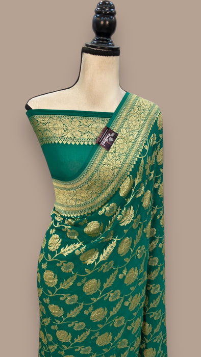 Pure Khaddi Georgette Banarasi Saree -  Gold zari