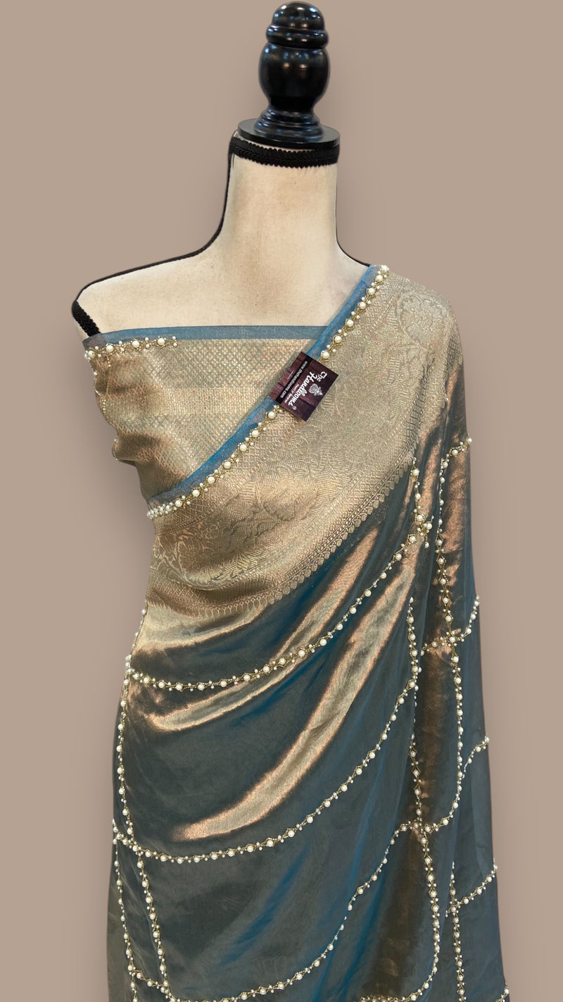 Pure Kora Tissue Handloom Banarasi Saree - Handwork - The Handlooms