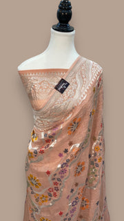 Tussar Georgette Handloom Banarasi Saree With Meenakari - The Handlooms