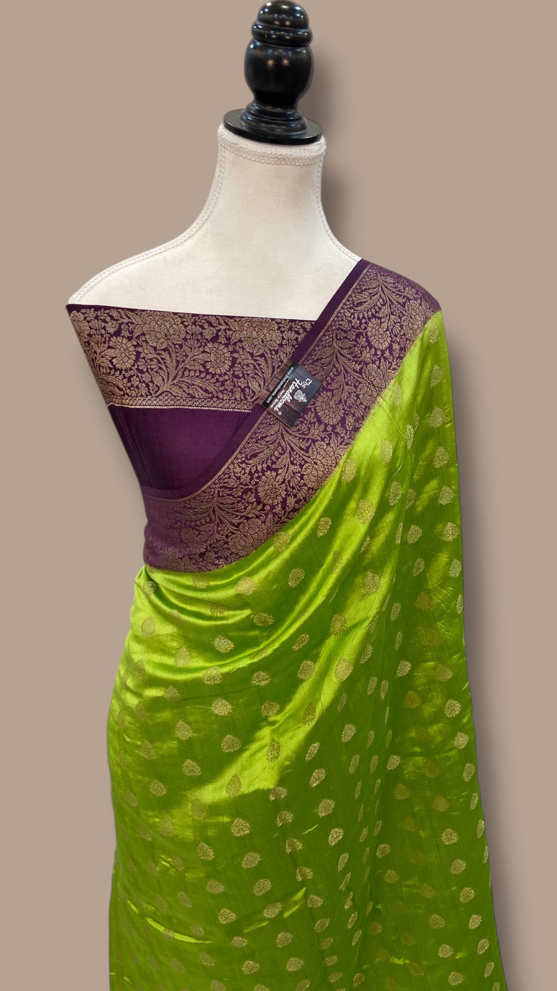 Pure Raw Chiniya Silk Handloom Banarasi Saree - The Handlooms
