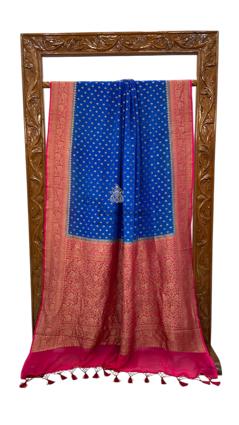 Pure Khaddi Georgette Handloom Banarasi Saree - The Handlooms