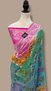 Khaddi Georgette Handloom Banarasi Saree - All Over Jaal Work with meenakari - The Handlooms