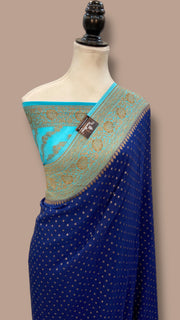 Pure Khaddi Crepe Georgette Handloom Banarasi Saree - The Handlooms