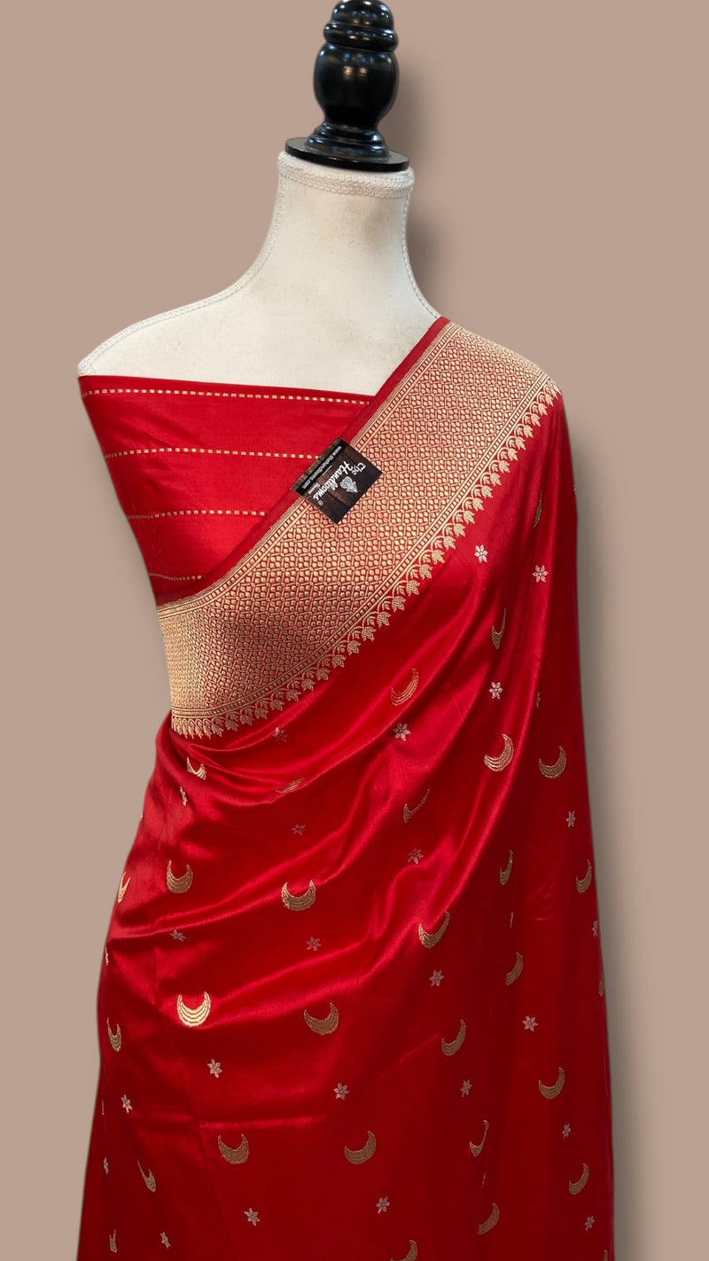 Pure Katan Silk Banarasi Handloom Saree - All over Kadua motifs With Meenakari - The Handlooms