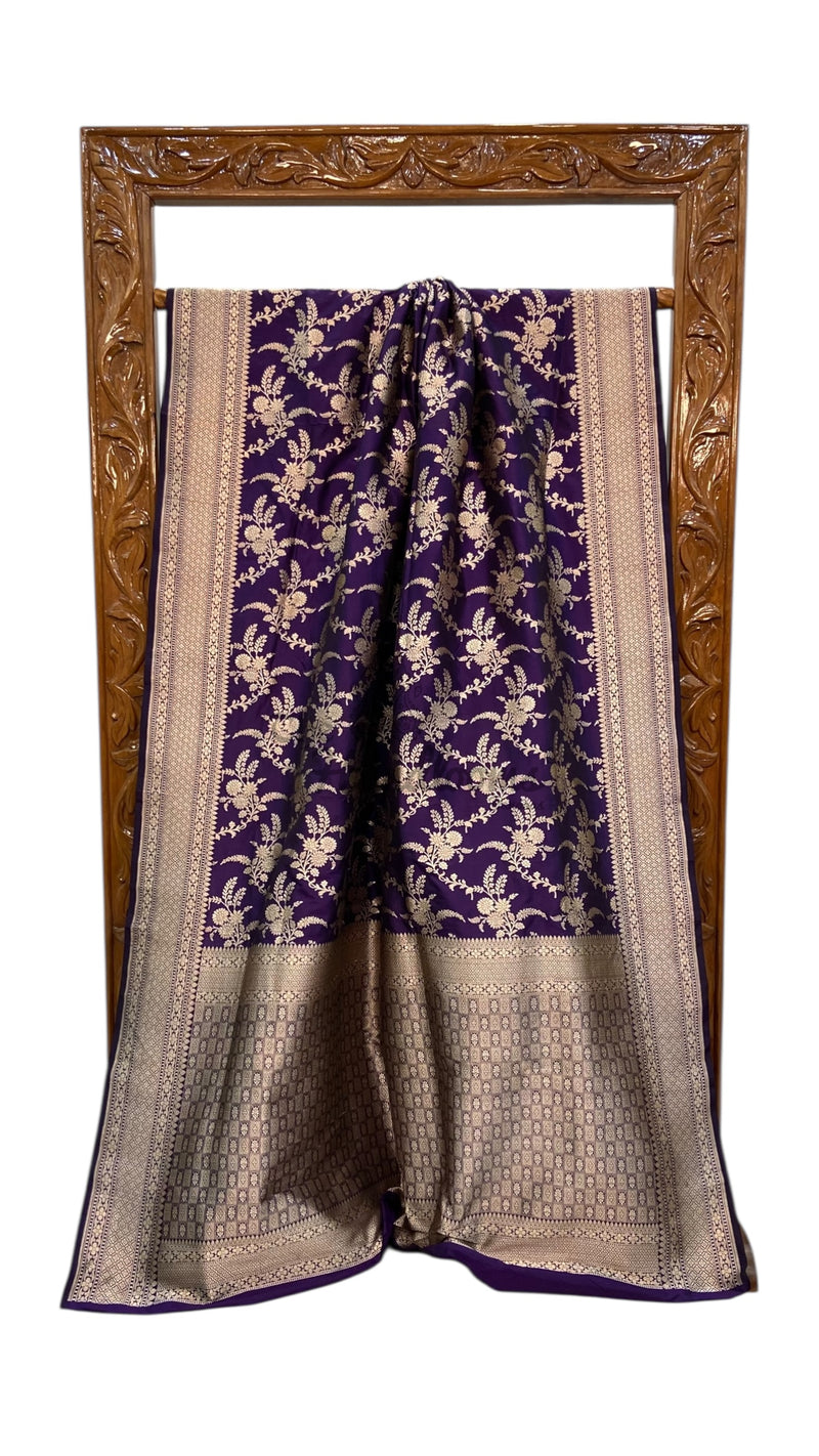 Pure Katan Silk Banarasi Handloom Saree - All over jaal work - The Handlooms