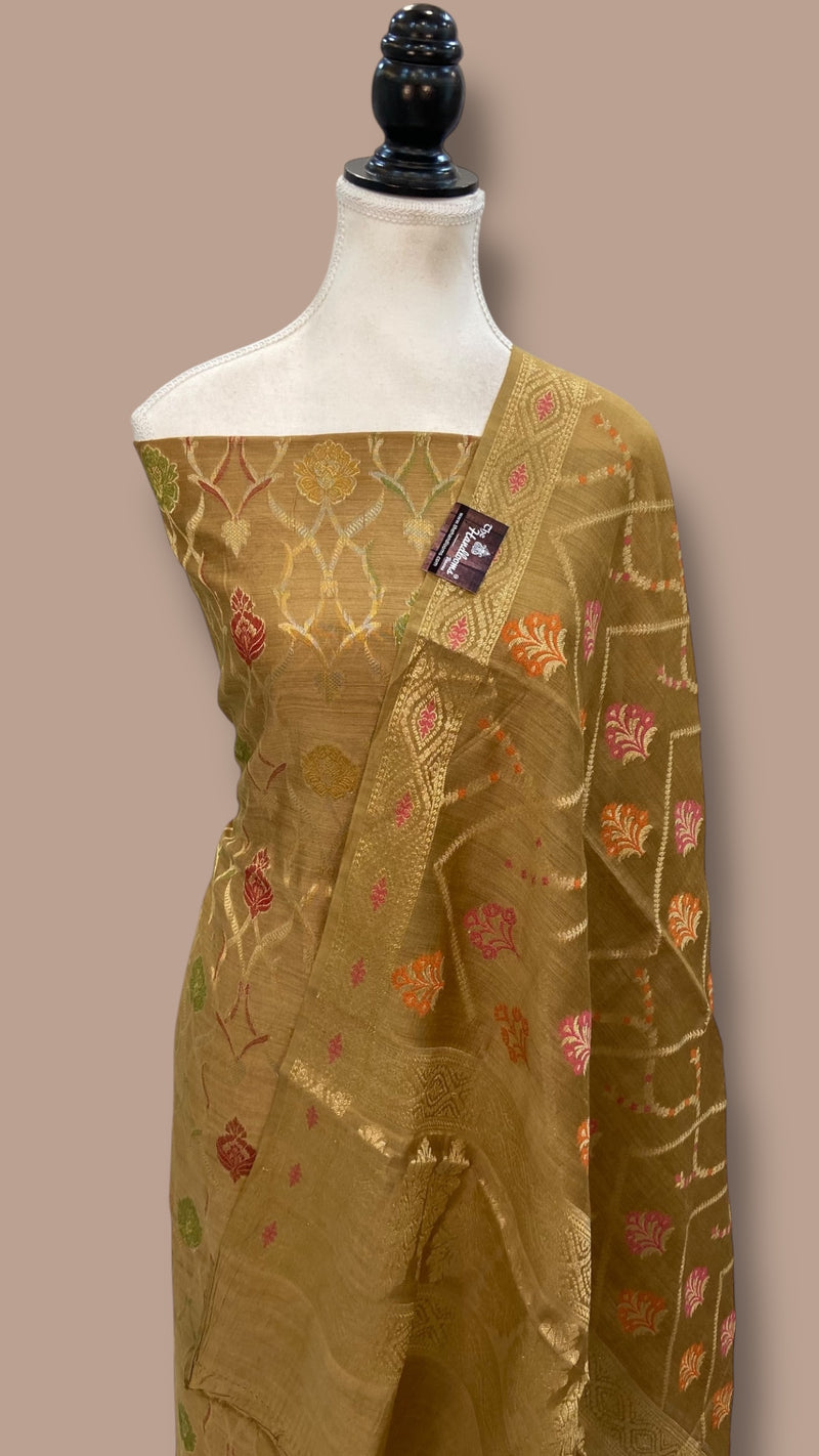 Pure Moonga Georgette Banarasi Dress Material - The Handlooms
