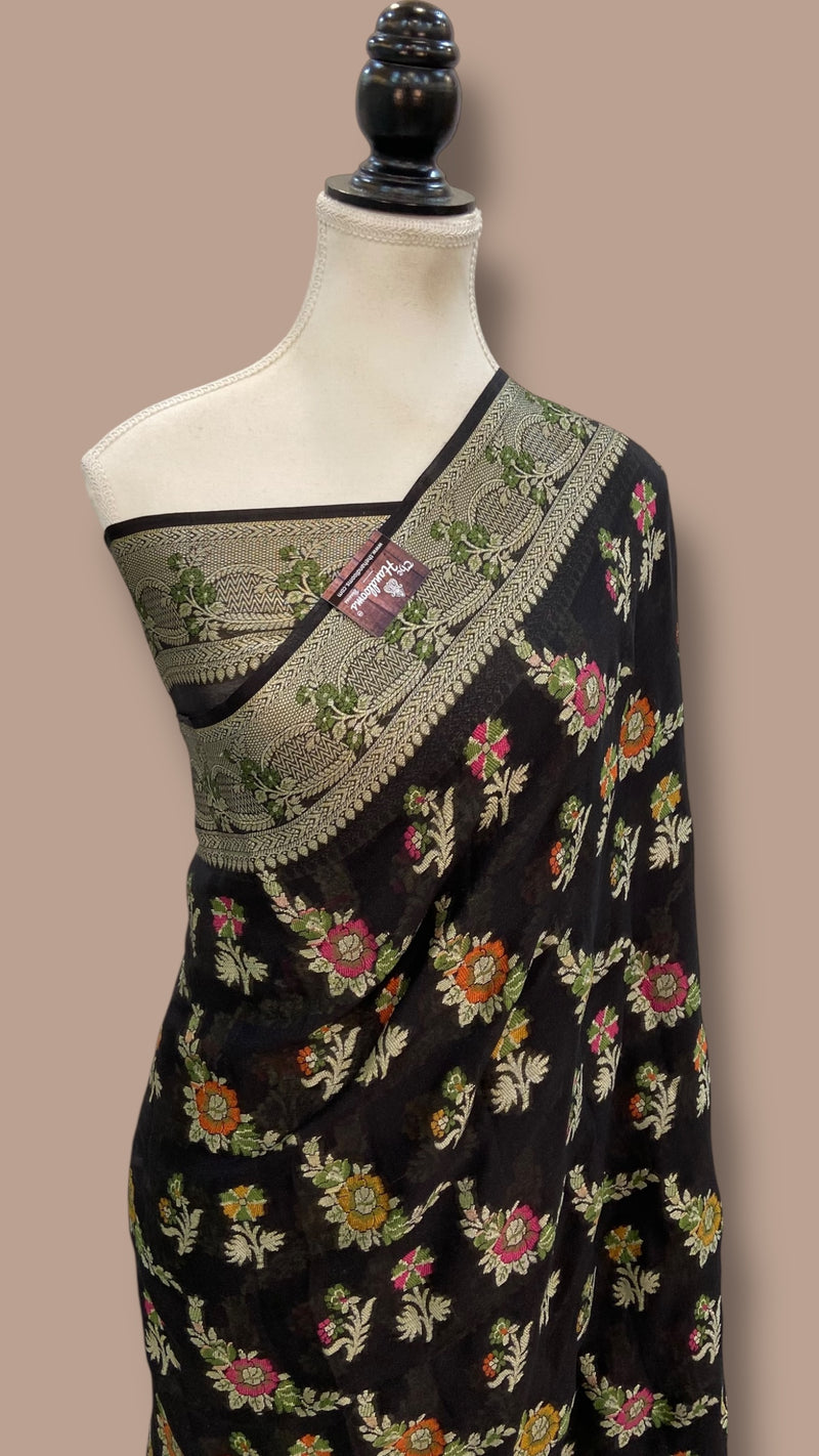 Pure Chiffon Khaddi Banarasi Saree - The Handlooms