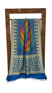 Pure Georgette Banarasi Bandhej Handloom Saree Multicolor - The Handlooms