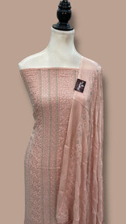 Pure Georgette Banarasi Chikankari Dress material - The Handlooms