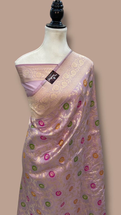 Pure Katan Silk Banarasi Handloom Saree - All over Jaal work With Meenakari - The Handlooms