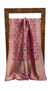 Pure Katan Silk Banarasi Handloom Saree - All over Jaal work With Meenakari - The Handlooms