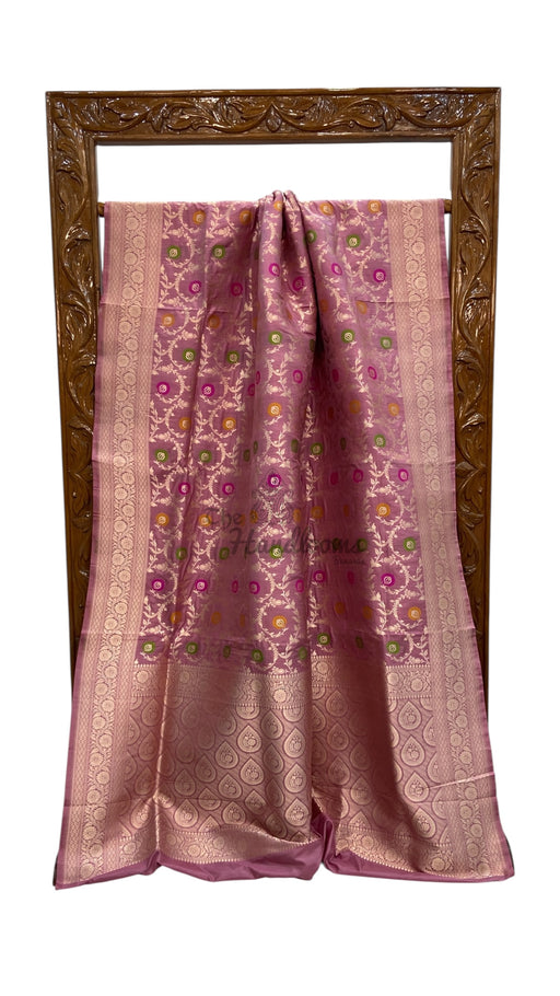 Pure Katan Silk Banarasi Handloom Saree - All over Jaal work With Meenakari - The Handlooms