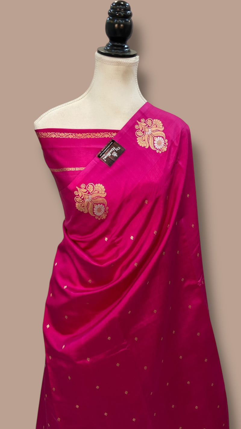 Pure Katan Silk Banarasi Handloom Saree - All over Kadua motifs - The Handlooms