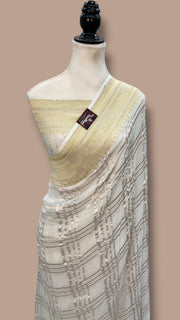 Khaddi Georgette Handloom Banarasi Saree - All Over Sona Roopa Jaal Work - The Handlooms