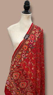 Pure Georgette Banarasi Bandhej Handloom Dupatta - The Handlooms