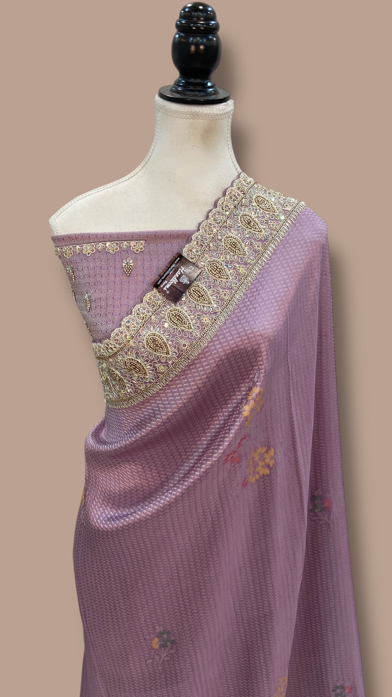 Banarasi Brocade Silk Saree with Exquisite Handwork - The Handlooms