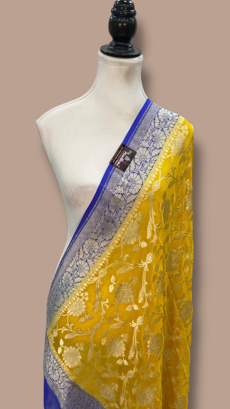 Pure Khaddi Georgette Dupatta - water zari - The Handlooms