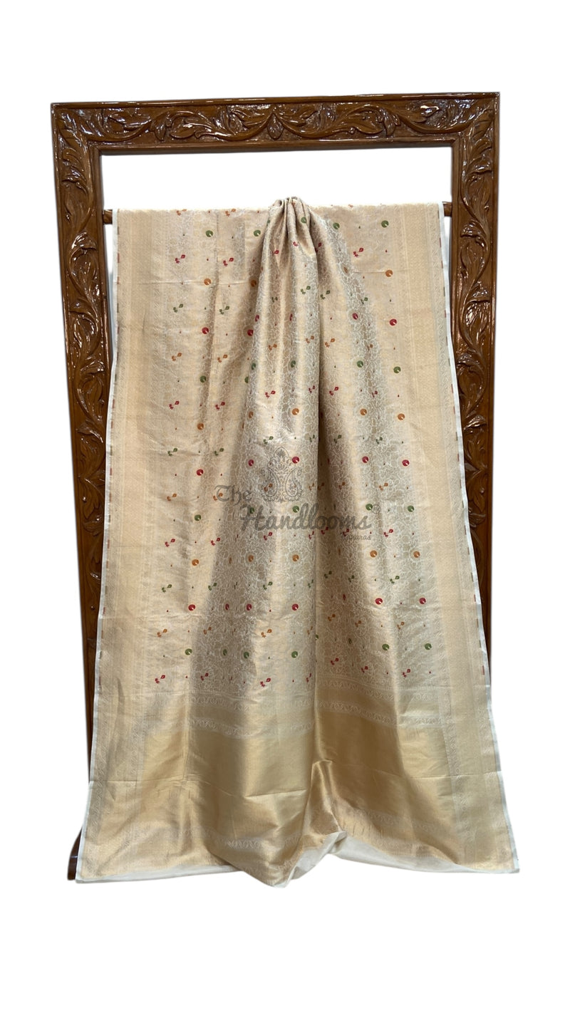 Regal Pure Katan Silk Banarasi Saree – Handwoven Tanchui Brocade with Meenakari Work - The Handlooms