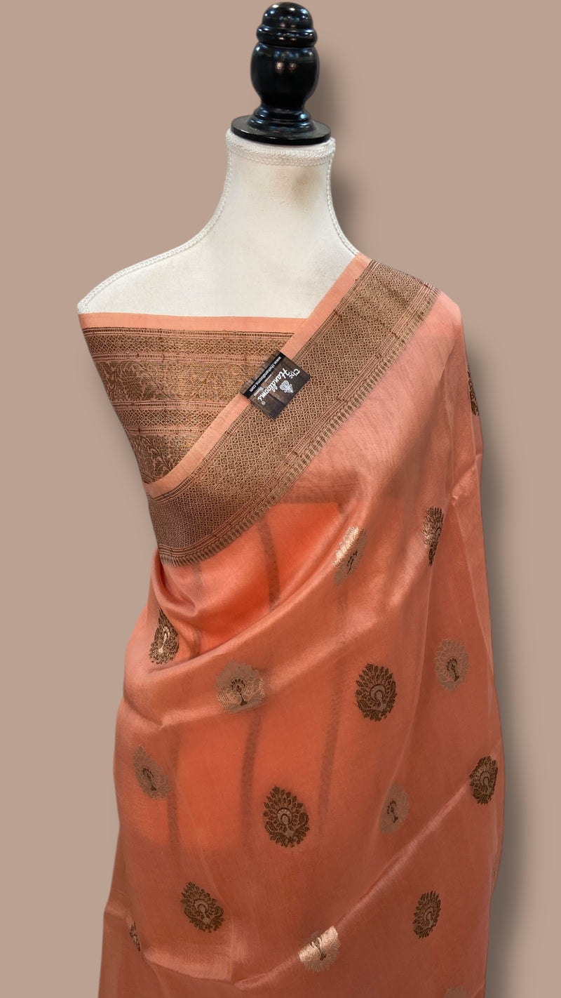 Pure Kora Handloom Banarasi Saree - All Over Sona Roopa Boota - The Handlooms