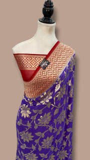 Khaddi Georgette Handloom Banarasi Saree - The Handlooms