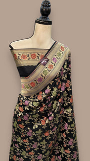 Pure Katan Silk Banarasi Handloom Saree - All over Jaal work with Meenakari - The Handlooms