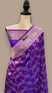 Pure Katan Silk Banarasi Handloom Saree - All over Sona Roopa Jaal work - The Handlooms