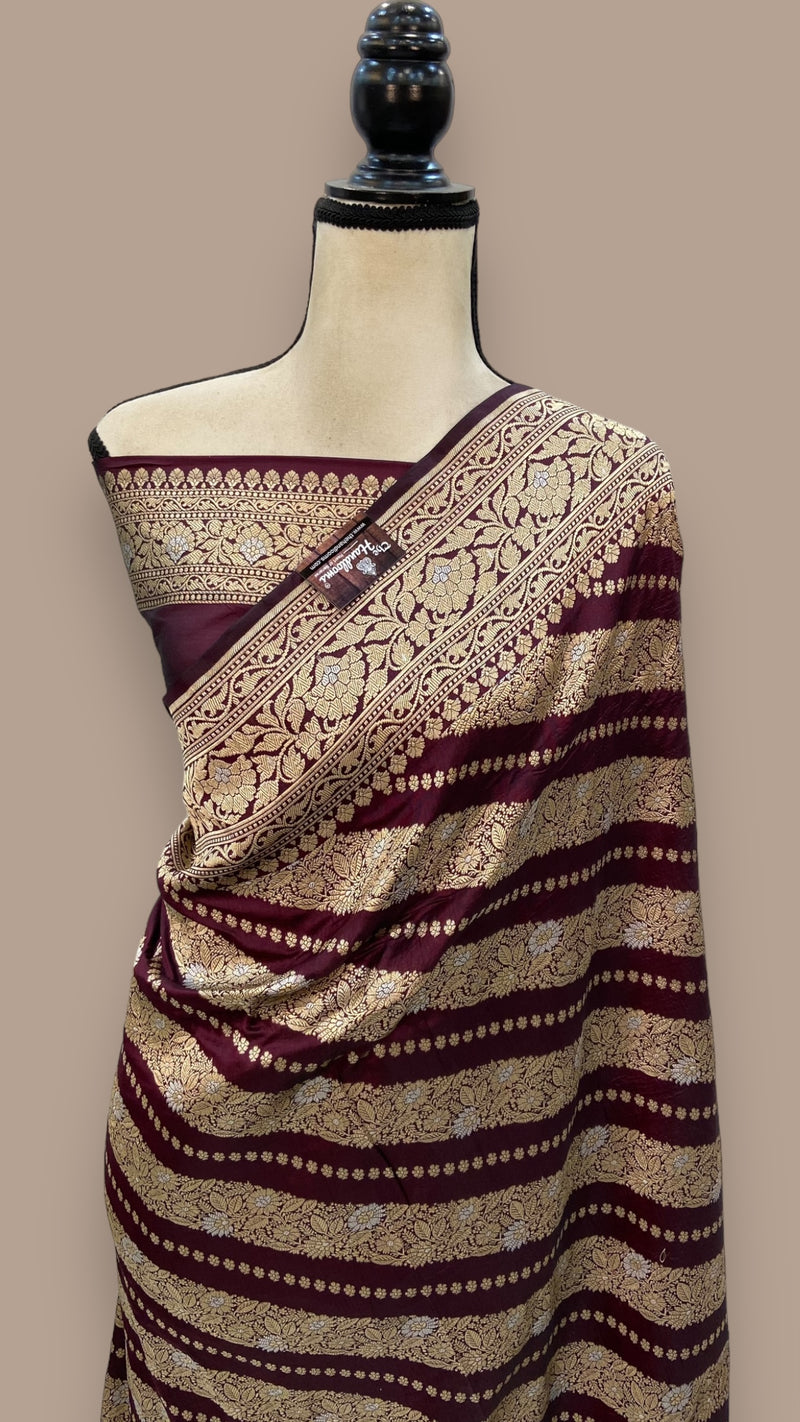 Pure Katan Silk Banarasi Handloom Saree - All over Sona Roopa Jaal work - The Handlooms