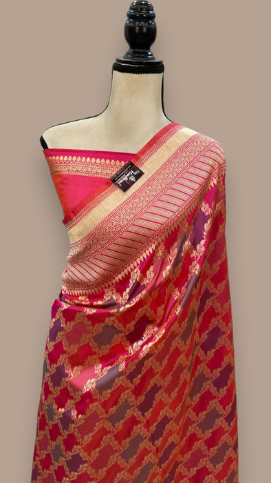 Pure Katan Silk Banarasi Handloom Saree - All over Jaal work - With Meenakari